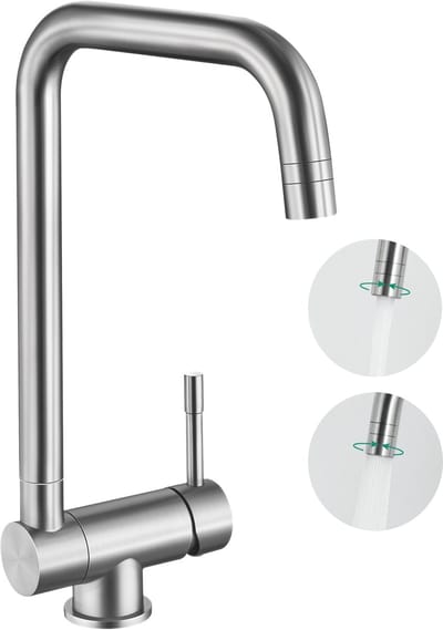 ANYCEE MAX Kraan Keuken Met 2 straalsoorten - Keukenkraan Opvouwbaar - Voorraam Hoge Druk Keukenkraan 180° Opvouwbaar + 360° Draaibare - Mengkraan Keuken - Zwart