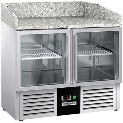 GGM Gastro Pizzakühltisch PREMIUM - 935x700mm - 2 Glastüren Zilver