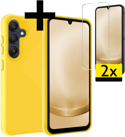 Hoesje - Met 2x Screenprotector - Geschikt voor Samsung Galaxy A26 - Sterk & Shockproof - Back Cover - Siliconen Case - Telefoon Hoes - Telefoonhoesjes - Geel