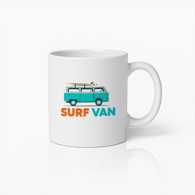 Surfbus Mok 330ml – Coole Retro Koffiekop met Camper & Surfplank – Leuk Cadeau voor Surfers, Strand & Reisliefhebbers