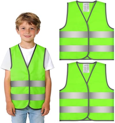 Veiligheidsvesten voor Kinderen 2-Pack met 360° Reflecterende Band voor Fietsen, Sport en Hardlopen (Groen, XL)