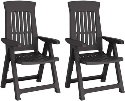 Tuinstoelen Set - Verstelbare stoelen - Buiten Ontspannen - 4 standen rugleuning - 95.5 x 58 x 109.5 cm - Antraciet