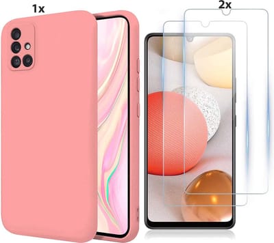 Hoesje Geschikt Voor Samsung Galaxy A32 4G Hoesje Soft Nano Silicone Backcover Gel Roze Met 2x Glazen Screenprotector