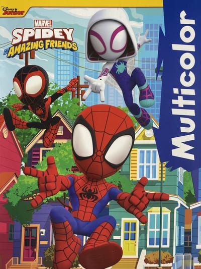 Multicolor Disney Junior Kleurboek - Marvel Spidey and his Amazing Friends - 32 Pagina's Waarvan 17 Kleurplaten en 17 Voorbeelden - Voor Kinderen - Uitermate Geschikt voor Kleurpotloden en Wasco