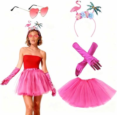 Flamingo kostuum voor dames - 4-delig tutu set met rok van 40 cm - Perfect voor feestjes en carnaval