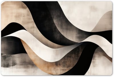 Placemats 45x30 cm - Placemat kunststof - 1 stuk - Abstract - Golven - Zwart - Verweerd - Borden onderleggers - Decoratie voor op tafel - Keuken tafeldecoratie accessoires - Vinyl onderlegger - Tafelversiering