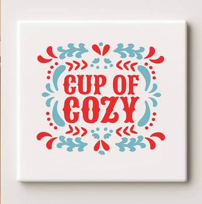 Cup of Cozy Keramische Tegel 15x15cm – Retro Decoratieve Wandtegel – Vintage Keuken & Koffiehoek Decoratie Cadeau
