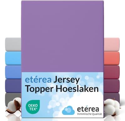 etérea Topper Jersey Hoeslaken 140x200 - 160x200 cm Oekotex Made in Green - 100% katoen - Violett
