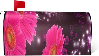Brievenbushoes Bloem - Brievenbusdecoratie Buiten - Tuin Decoreren - Magnetische Bevestiging - 46 x 53 cm - Roze Paars