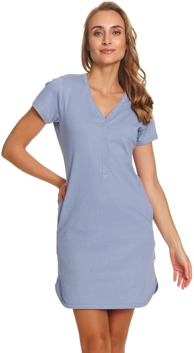 Doctor Nap Katoenen Nachthemd Borstvoeding Zwangerschap TM.4542 Sky Blue 36 / S