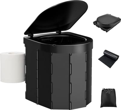 campingtoilet, draagbaar toilet voor volwassenen met stevige ondersteuning en comfortabele stoel, opvouwbaar toilet met deksel en toiletrolhouder, perfect voor kamperen, reizen, auto