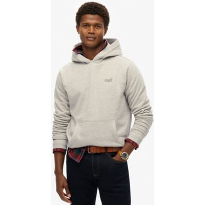 Superdry Essential Hoodie met Logo en Halfgeborstelde Voering Grey Grootte: Xxxl