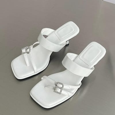 Lage Dunne Hakken Slides Slippers Dames Knijp Smalle Band Open Teen Gladiator Sandalen Zomer Strand Schoenen Voor Vrouwen Slippers 40 wit