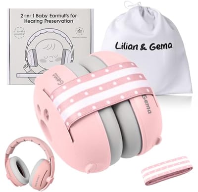 2-in-1 Hoofdtelefoon met Ruisonderdrukking voor Baby's - Comfortabel en Verstelbaar, Gehoorbescherming voor Kinderen Tot 48 Maanden