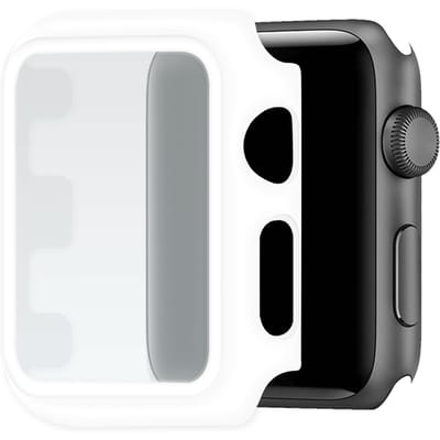 Telefoonglaasje Hoesje met Screenprotector Geschikt voor Apple Watch 4\ Apple Watch 5\ Apple Watch 6\ Apple Watch SE - 44mm - Wit