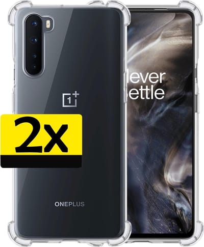 Hoesje - 2 Stuks - Geschikt voor OnePlus Nord - Sterk & Shockproof - Siliconen Case - Back Cover - Telefoon Hoes Shock Proof - Telefoonhoesjes - Transparant