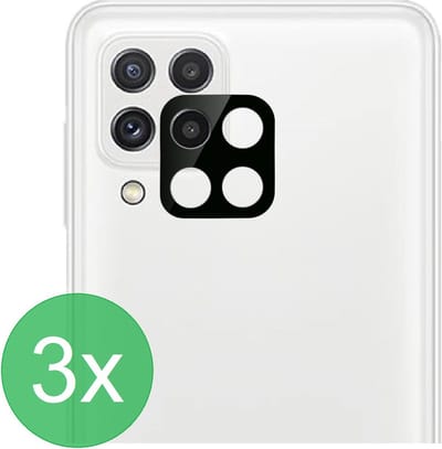 Camerascreenprotector 3x Geschikt voor Samsung Galaxy A22 4G - screen protector - glas - bescherm je camera - beschermglas - Zwart - ZT Accessoires