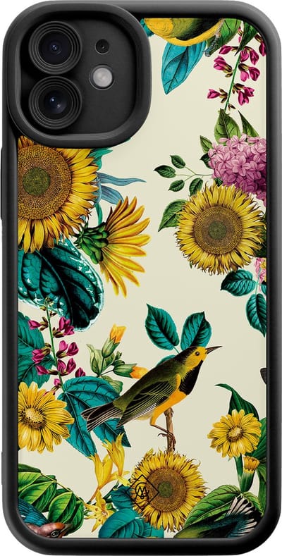 Casimoda® hoesje - Geschikt voor iPhone 11 - Zonnebloemen / Bloemen - Effen telefoonhoesje met lensbescherming - Siliconen/TPU - Backcover - Multi