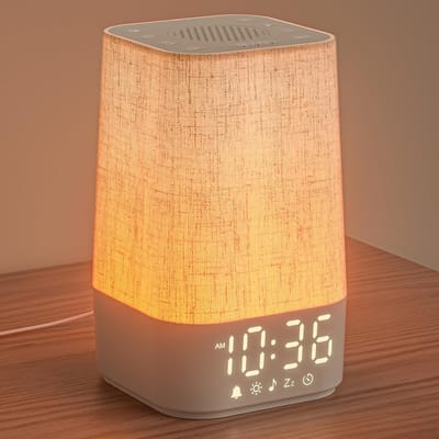 Wekker met Licht - Natuurlijk Wakker Worden - Rustig Ontwaken - Zonsopgang Simulatie - 13.3 x 23 cm - Grijs
