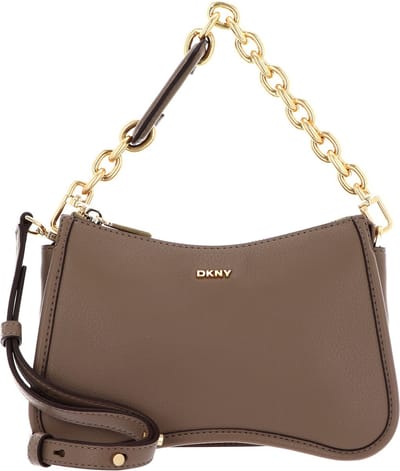 DKNY Leren Schoudertas Handtas Adria Crossbody Bag Shitake Taupe
