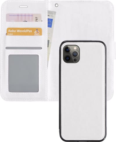 Hoesje - 2 in 1 - Geschikt voor Apple iPhone 13 Pro - Met Uitneembare Hard Cover - Kunstleer - Bookcase - Wallet Case - Met Pasjeshouder - Book Case - Uitneembaar - Pashouder - Telefoonhoes - Wit