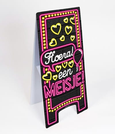 Paper Dreams Waarschuwingsbord It's A Girl! Neon 58 Cm Zwart
