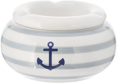 Cepewa Stormasbak - terras asbakken - Maritiem - wit - 11 x 7 cm - kunststeen - buiten - tuin