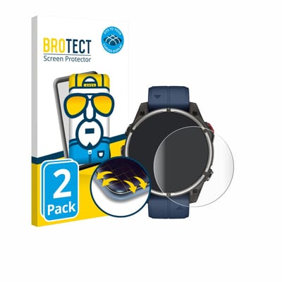 BROTECT - Screenprotector voor Garmin quatix 8 Pro (47 mm) - Folie Beschermfolie transparant volledig dekking - 2 Stuks