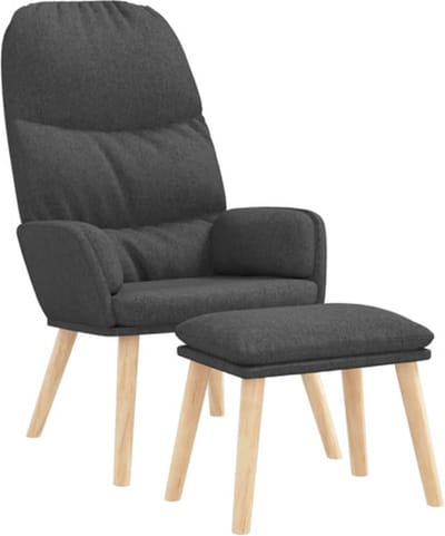 vidaXL - Relaxstoel - met - voetenbank - stof - donkergrijs