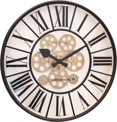 Wandklok met bewegende tandwielen - 50cm - Wit - Grote wandklok - William - NeXtime
