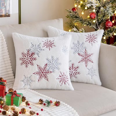 Dailygoody - Kerstkussenhoezen - Decoratieve Kussenslopen - Zacht en Gezellig - Wijnrood - Set van 2 - Geschikt voor Woonkamer - 40x40cm