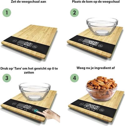 Lowenthal | Design Keukenweegschaal | Digitale Precisie | Bamboe Hout | Tare functie | Keukenweegschaal - Digitaal- Duurzaam Bamboe - tot 5KG - Keukenweegschaal Bamboe | Wordt Met Batterij Geleverd| Digitale Precisie Weegschaal tot 5000 Gram