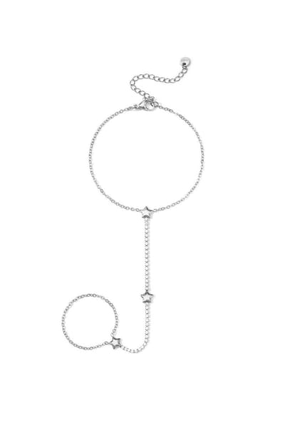 Handchain tennis-style met sterretjes - Zilveren kleur - Verkleurt niet - Cadeau - Goudlief.nl