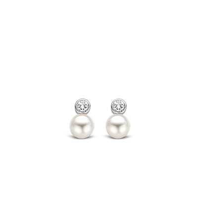 TI SENTO Dames Oorbellen - 925 zilver - Wit parel - 7590PW