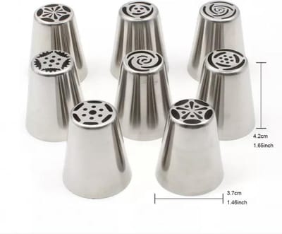 6 st. RVS Spuitmondjes + adapter - tulp / bloem