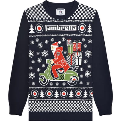 Lambretta Heren AW25 Scooter Kersttrui (Marine)