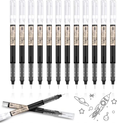 12 stuks gelpen 0.5mm rollerbalpen glad sneldrogend fijne punt vloeibare inkt schrijfwaren - zwart