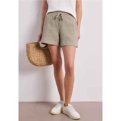 Mid Waist shorts van neteldoek