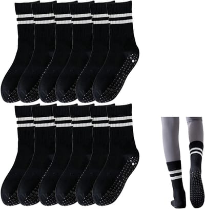 6 Paar Pilates Yoga Sokken Dames – Antislip Sokken met Siliconen Noppen voor Yoga, Ballet, Fitness en Meer – Maat 33-40