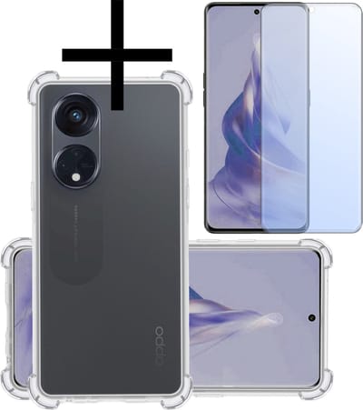 Hoesje - Met Screenprotector - Geschikt voor OPPO Reno 8T 4G - Sterk & Shockproof - Siliconen Case - Back Cover - Telefoon Hoes - Shock Proof - Transparant