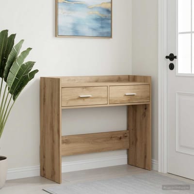 vidaXL - Wandtafel - Artisanaal - eiken - 90 - x - 35 - x - 80 - cm - Bewerkt - hout