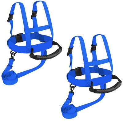 2-stuks Skituigje voor kinderen - Beginners snowboarden - Kindertuigje - Skigordel met handgreep aan de achterkant - Met verstelbare riemen - Ski-riem - Ski-trainingsgordel - Ski-veiligheidsgordel - Voor skiën, schaatsen en training - Blauw