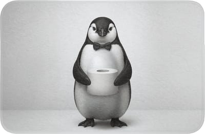 WC mat 60x40 cm - Antislip - Pinguïn - WC rol - Wit - Toiletmat - Vloermat - Douchemat - Toilet tapijt - Toiletmatten