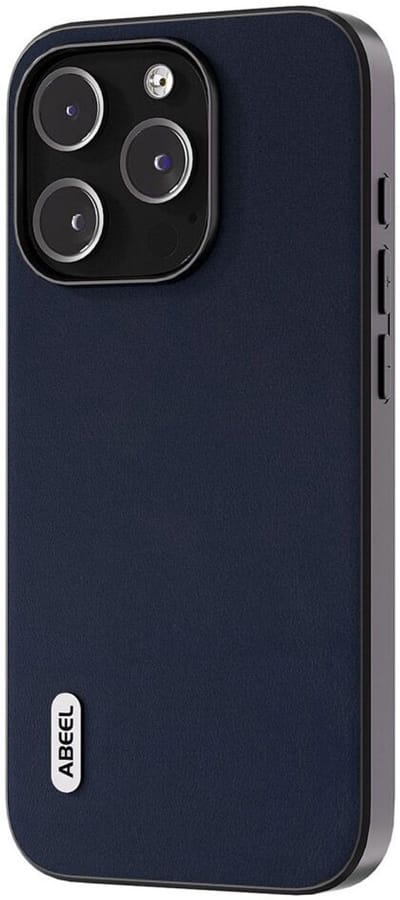 ABEEL Hoesje Geschikt voor Apple iPhone 15 Pro - Back Cover met Nappa Textuur - Echt Leer Case - Blauw