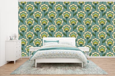 Behang - Fotobehang Retro - Design - Jaren 70 - Bloem - Breedte 500 cm x hoogte 280 cm