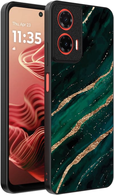 Smartphonica Telefoonhoesje Geschikt voor Motorola Moto G35 met marmer opdruk - TPU backcover case marble design - Groen Goud geschikt voor Motorola Moto G35