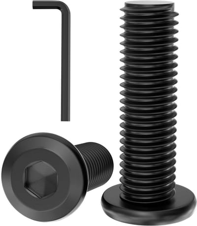 12x Zwarte M6 Binnen Zeskant Schroeven 60mm Platte Kop RVS Buitengebruik