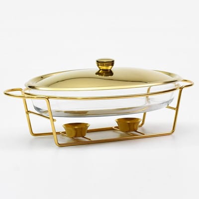 Chafing Dish Buffet - Voedselwarmer Serveerschaal - Buffetten Presenteren - Gelijkmatige Warmte - 3 Liter Capaciteit - Goud