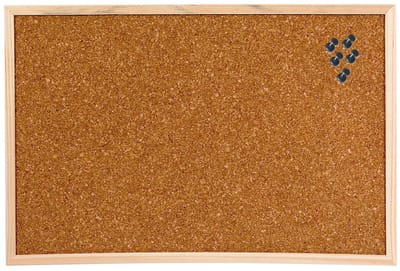 Zeller Kantoor Prikbord - 58 x 39 cm - inclusief 25x zwarte punaises - Thuis / Keuken - Memobord