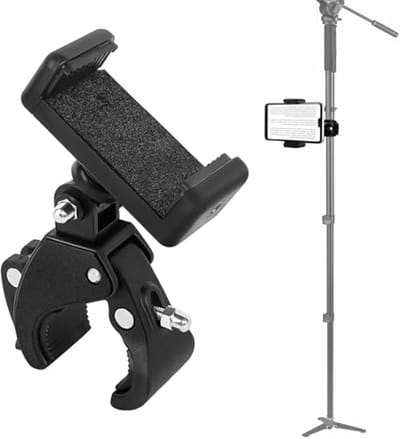 Ynkkvre - Fiets Telefoonhouder - 360° Verstelbare Hanger - Robuust ABS-Kunststof & Anti-Slip Grip - 1 Stuk - Zwart Voor Fietsstuur En Loopband